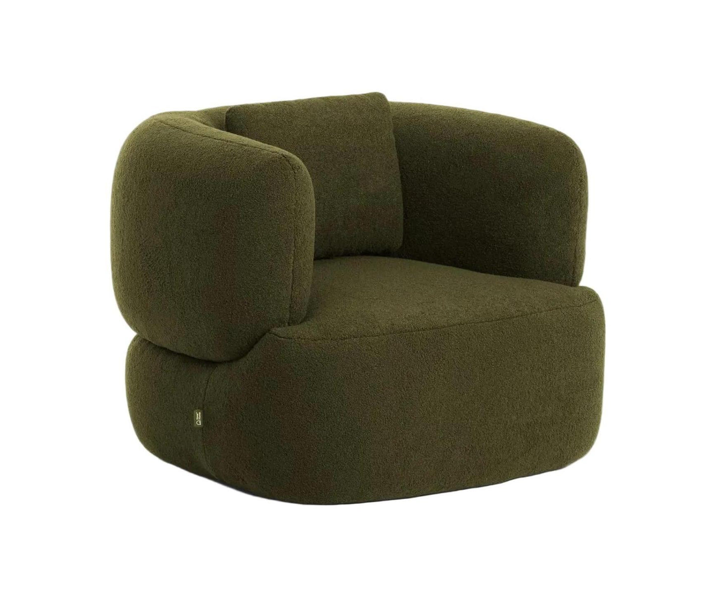 Kave Home Martina fauteuil draaibaar met kussen bouclé Donkergroen