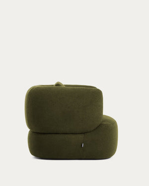 Kave Home Martina fauteuil draaibaar met kussen bouclé Donkergroen