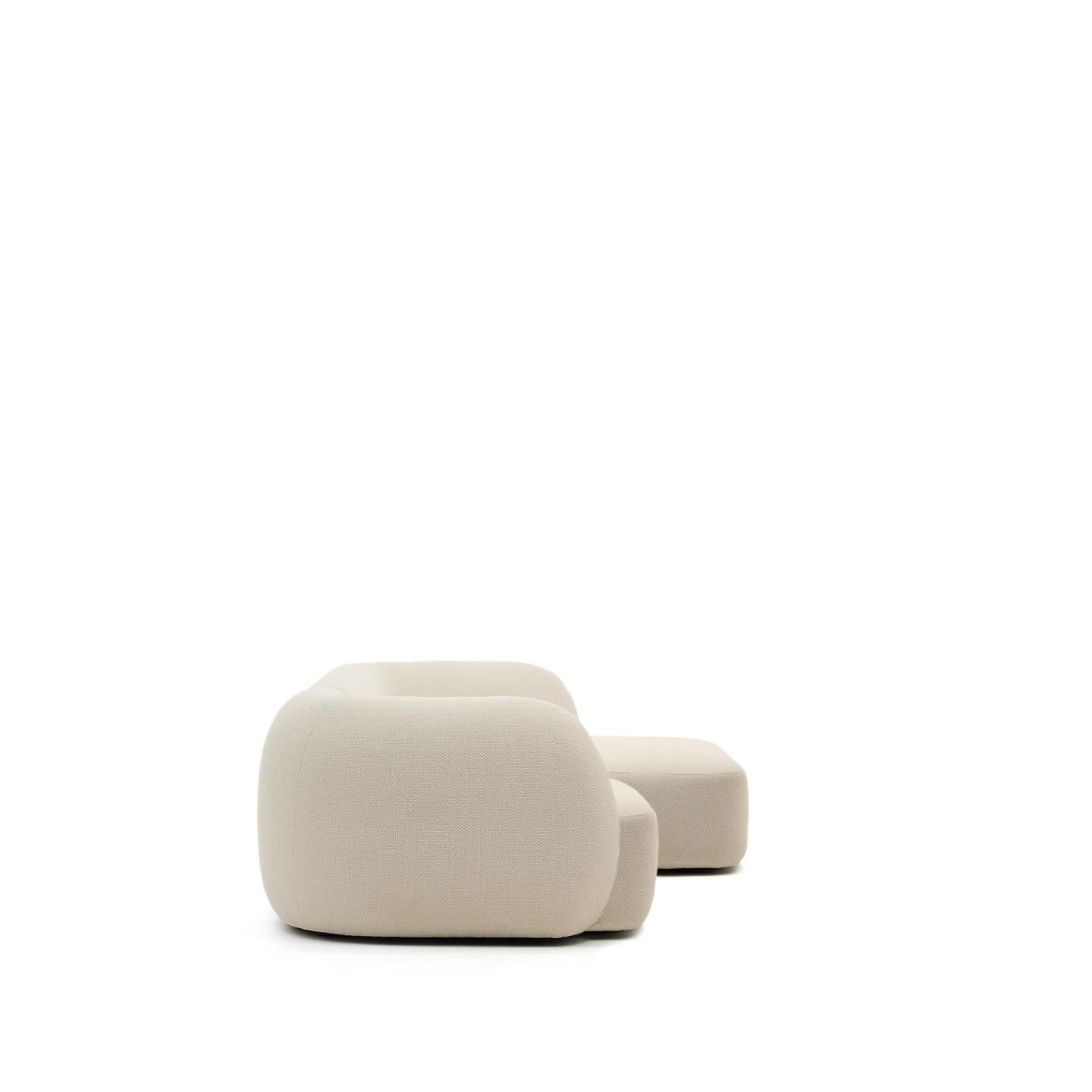 Kave Home Martina 3-zits bank Chaise Longue links Ecru