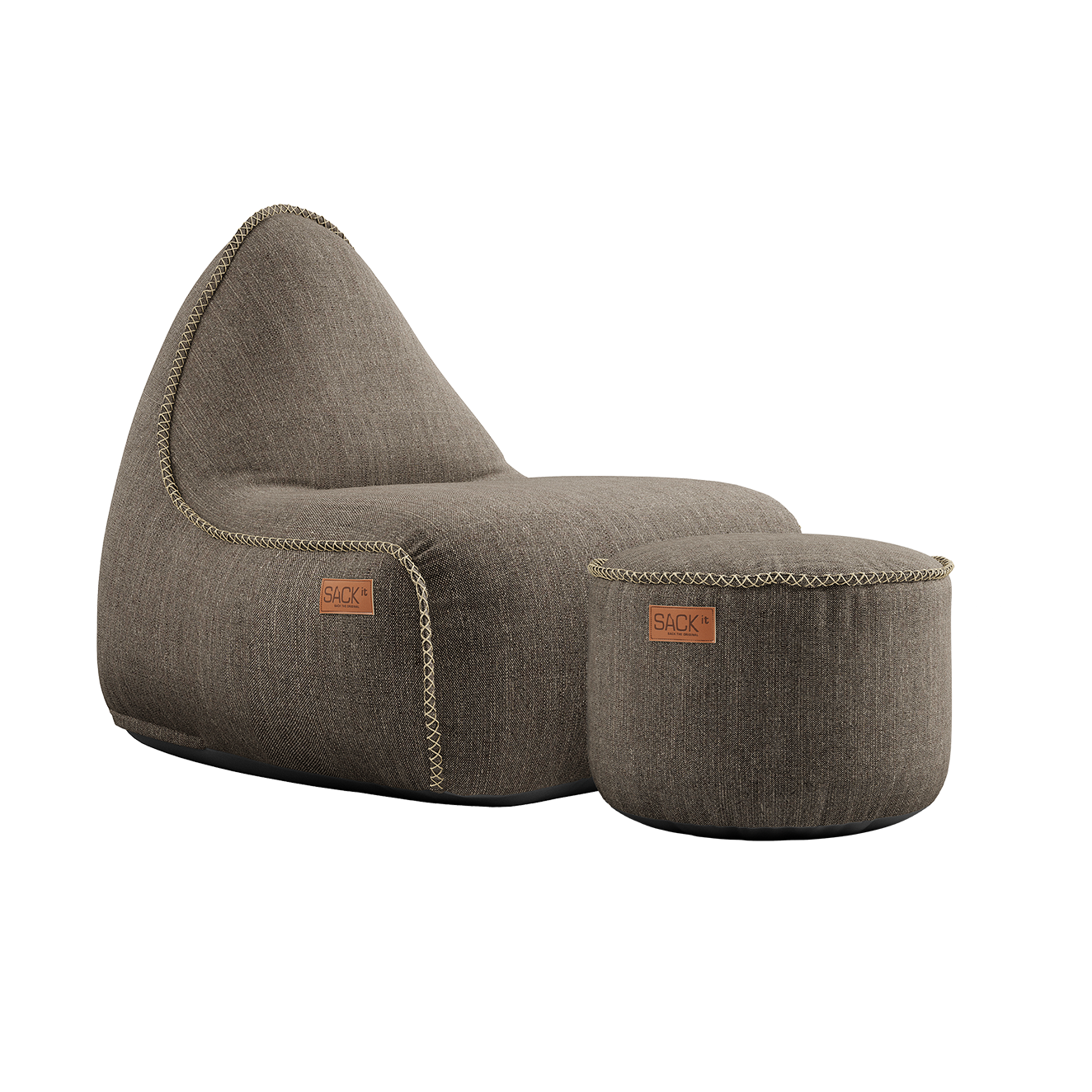 SACKit Cobana zitzak en poef Brown