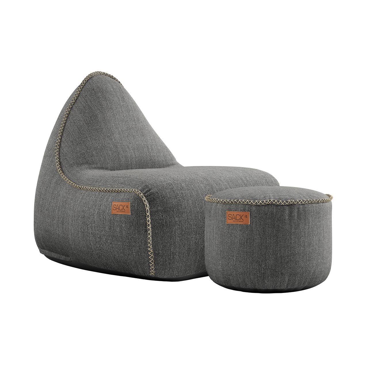 SACKit Cobana zitzak en poef Grey