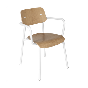 Fermob Studie tuinstoel met arm eiken Cotton White