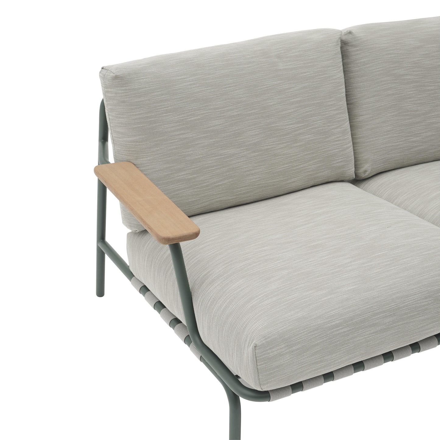Muuto Settle 2-zits tuinbank Ribbed Weave 2/Dark Green
