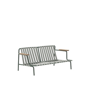 Muuto Settle 2-zits tuinbank Ribbed Weave 2/Dark Green
