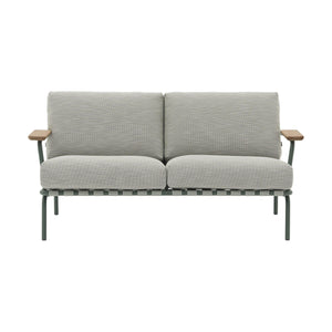Muuto Settle 2-zits tuinbank Ribbed Weave 2/Dark Green