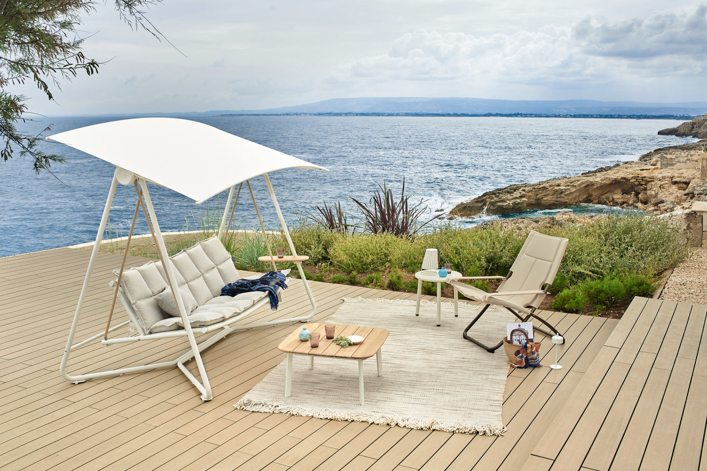 EMU Snooze Deck loungestoel White/Red