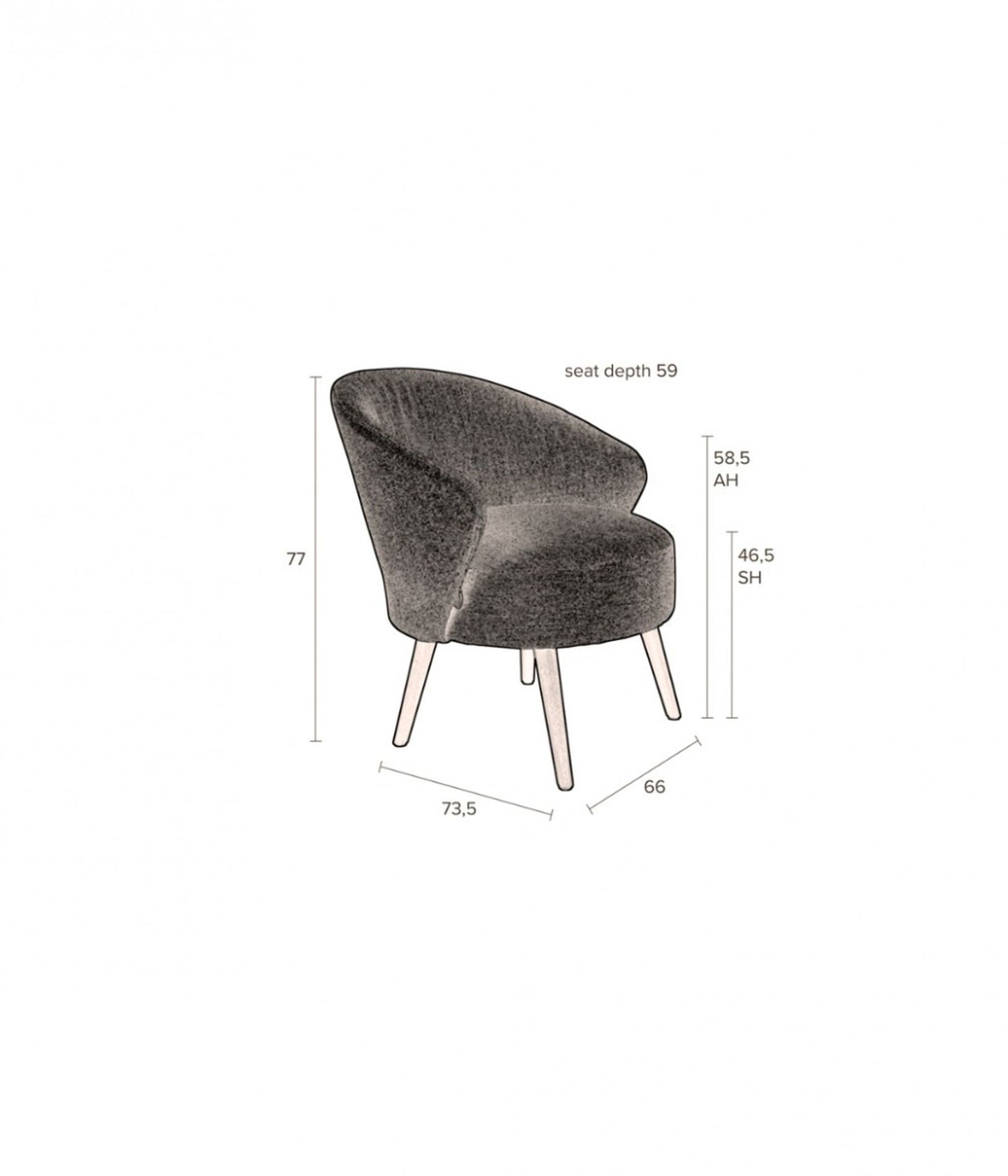 Dutchbone Waldo fauteuil anthracite