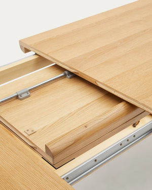 Kave Home Jondal eettafel uitschuifbaar 200(286)x100 cm eiken fineer Naturel