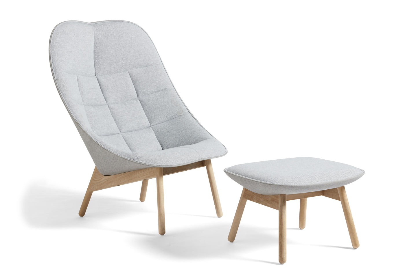 HAY Uchiwa Quilted fauteuil duo stoffering lichtgrijs