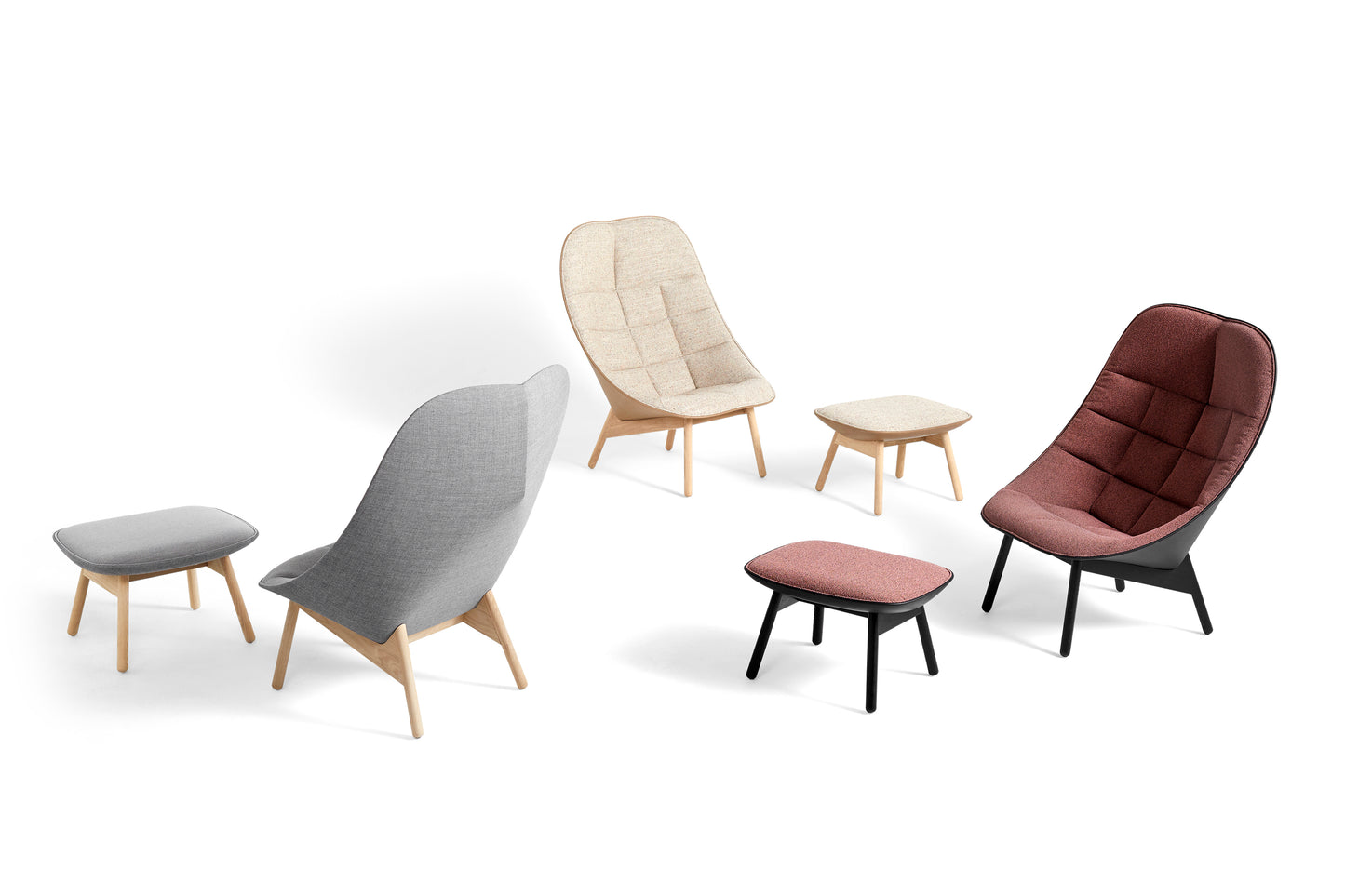 HAY Uchiwa Quilted fauteuil duo stoffering beige