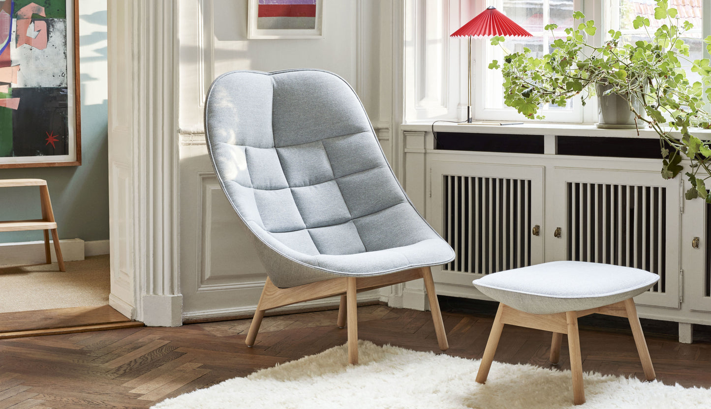 HAY Uchiwa Quilted fauteuil duo stoffering lichtgrijs