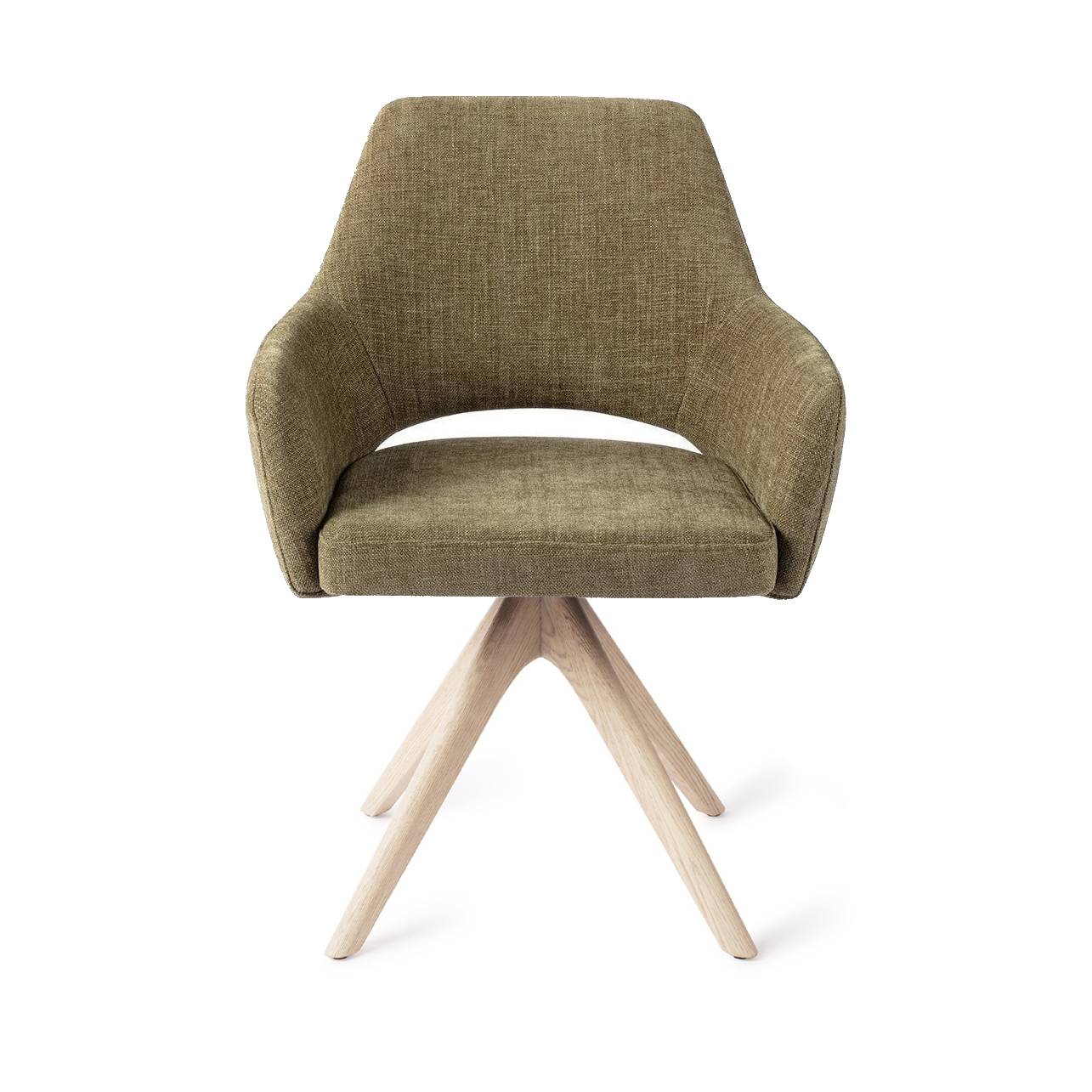 Jesper Home x HelloChair Yanai eetkamerstoel Olive Oasis revolve oak bleach