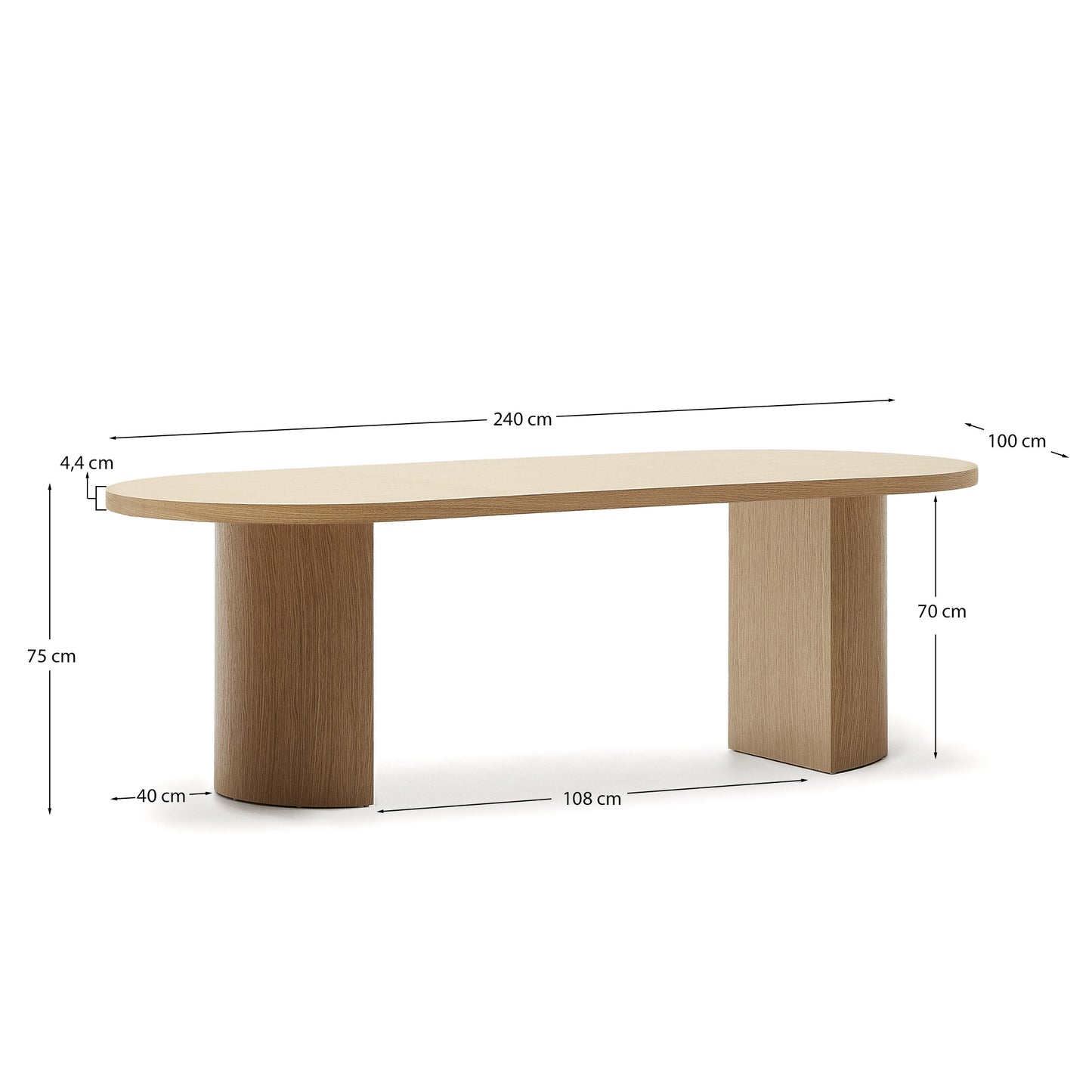 Kave Home Nealy eettafel 240x100 cm Naturel
