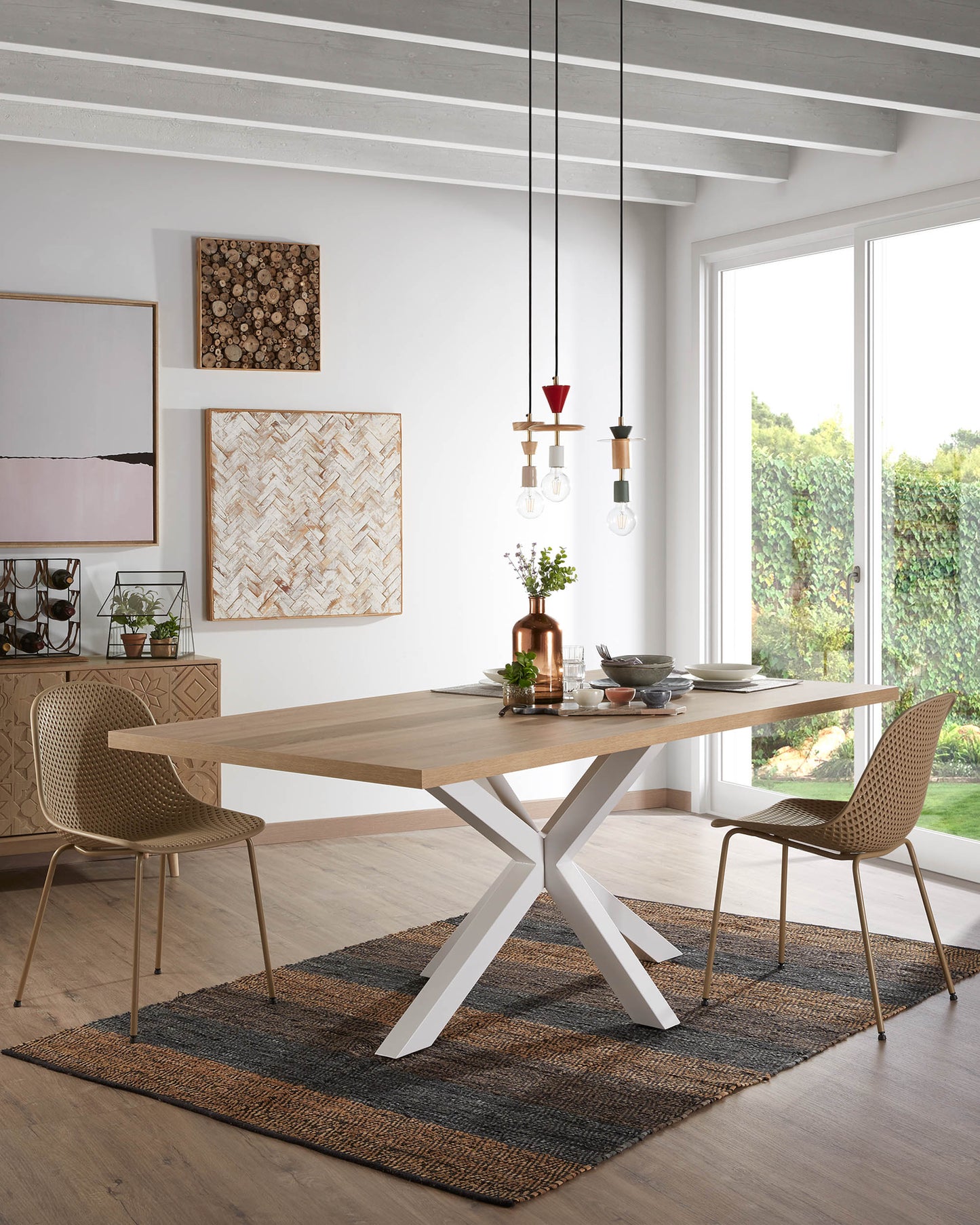 Kave Home Argo eettafel rechthoek 200x100 cm Natural/White