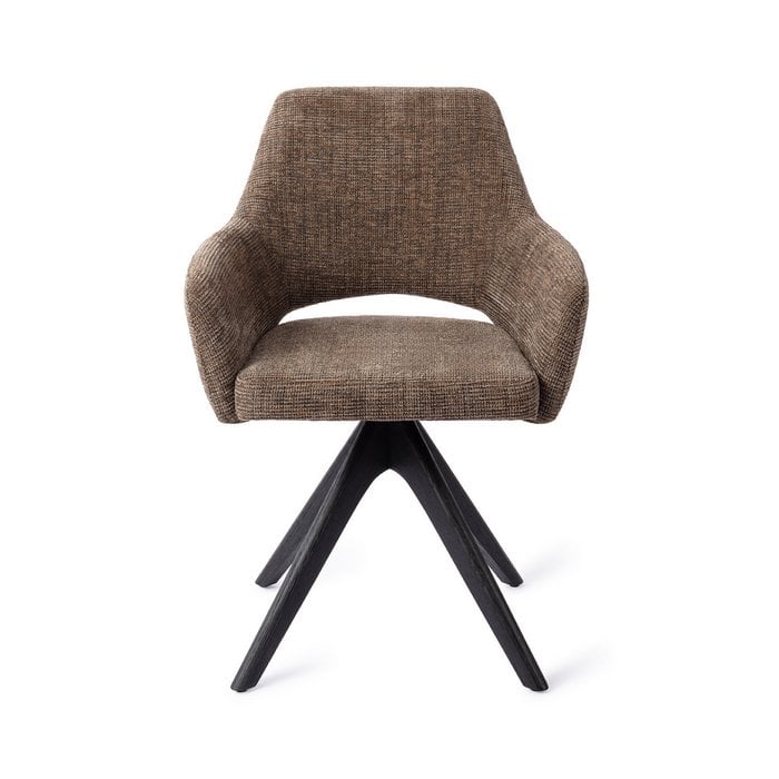 Jesper Home Yanai eetkamerstoel Checked Chestnut revolve oak black