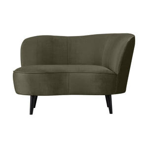 WOOOD Sara lounge fauteuil rechts velvet Warm Groen