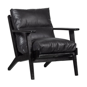 WOOOD Houston fauteuil leer Zwart