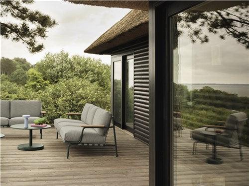 Muuto Settle 3-zits tuinbank Ribbed Weave 2/Dark Green