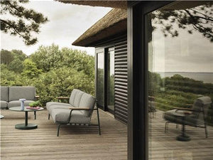 Muuto Settle 3-zits tuinbank Ribbed Weave 2/Dark Green