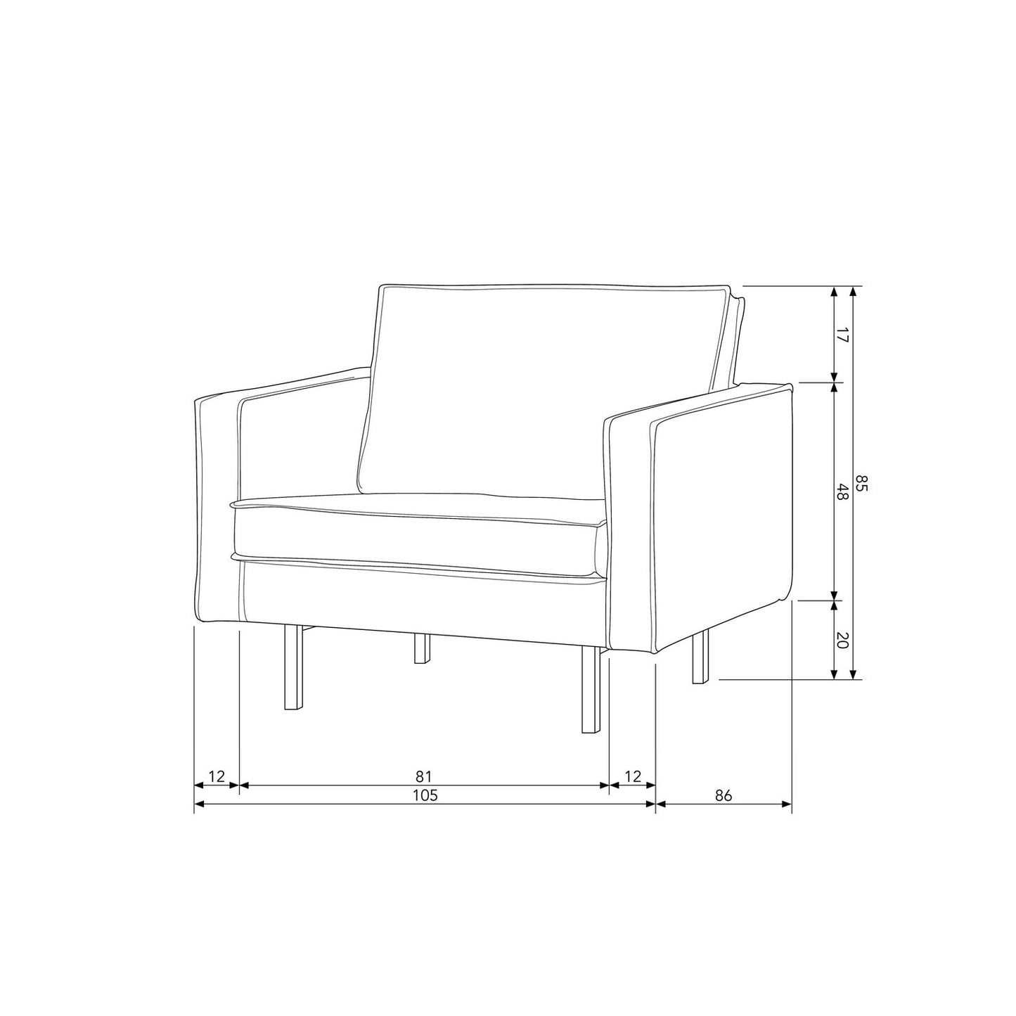 WOOOD Rodeo fauteuil velvet Roest