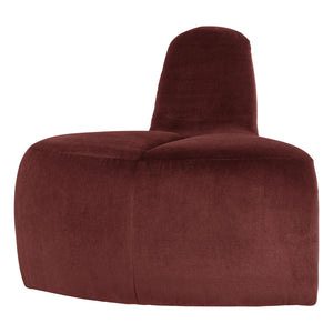 WOOOD Mojo eetbank hoek rond rugleuning velvet Kastanjebruin