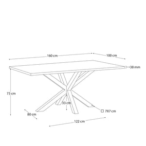 Kave Home Argo eettafel rechthoek 160x100 cm Natural/Natural