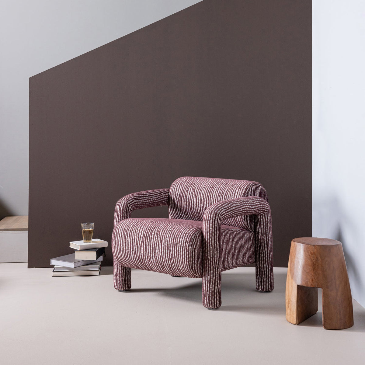 WOOOD Lenny fauteuil dessin Bordeauxrood