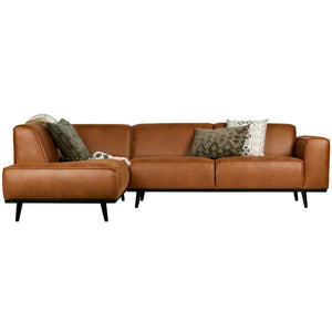 WOOOD Statement hoekbank links Ecoleer Cognac