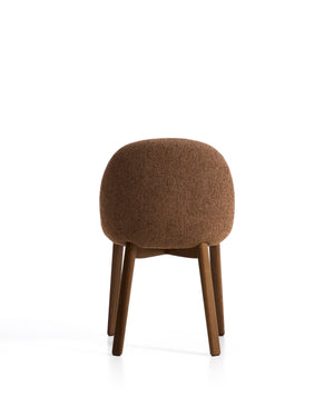 Kave Home Meila eetkamerstoel chenille Terracotta donker hout