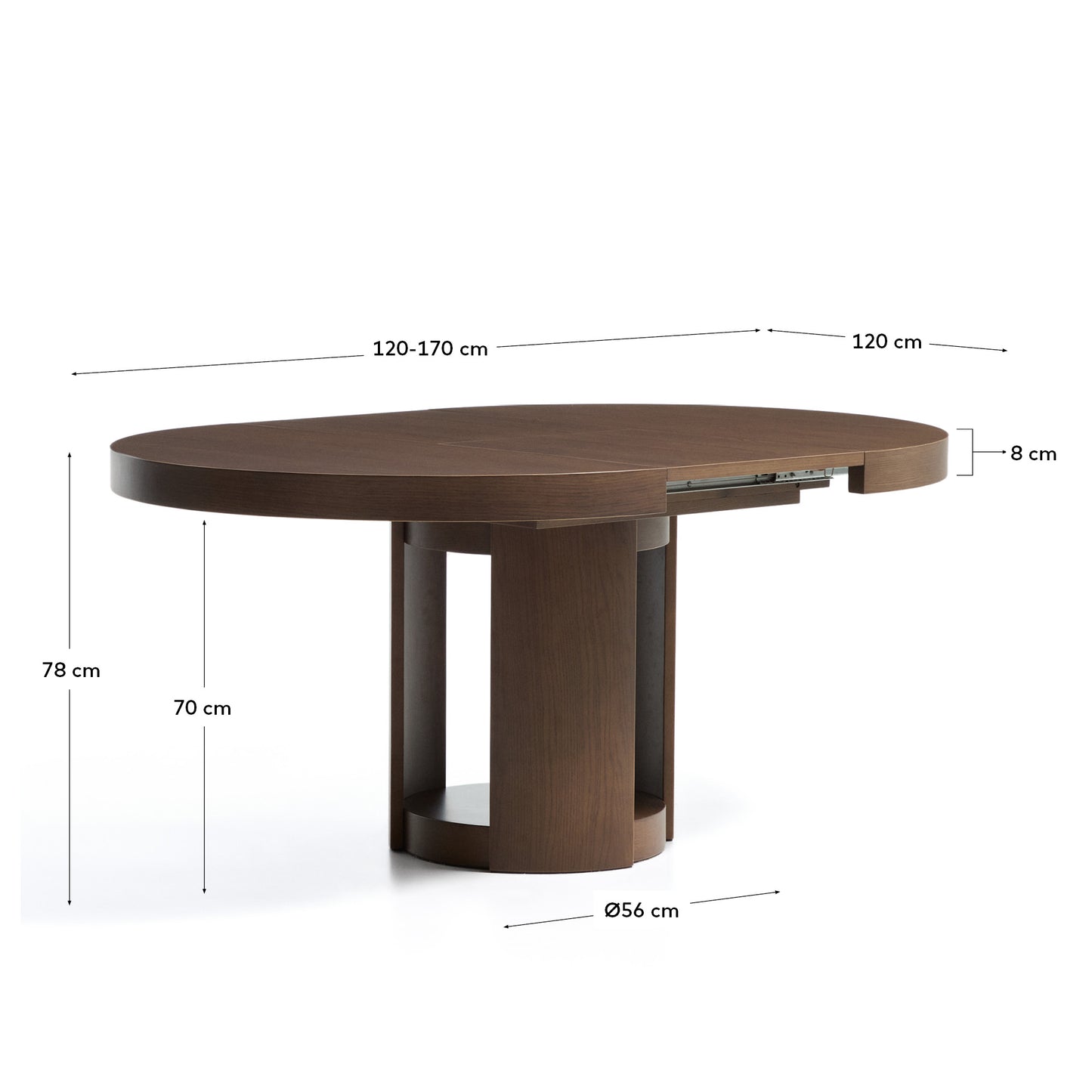 Kave Home Artis eettafel uitschuifbaar rond Ø120 cm Dark brown