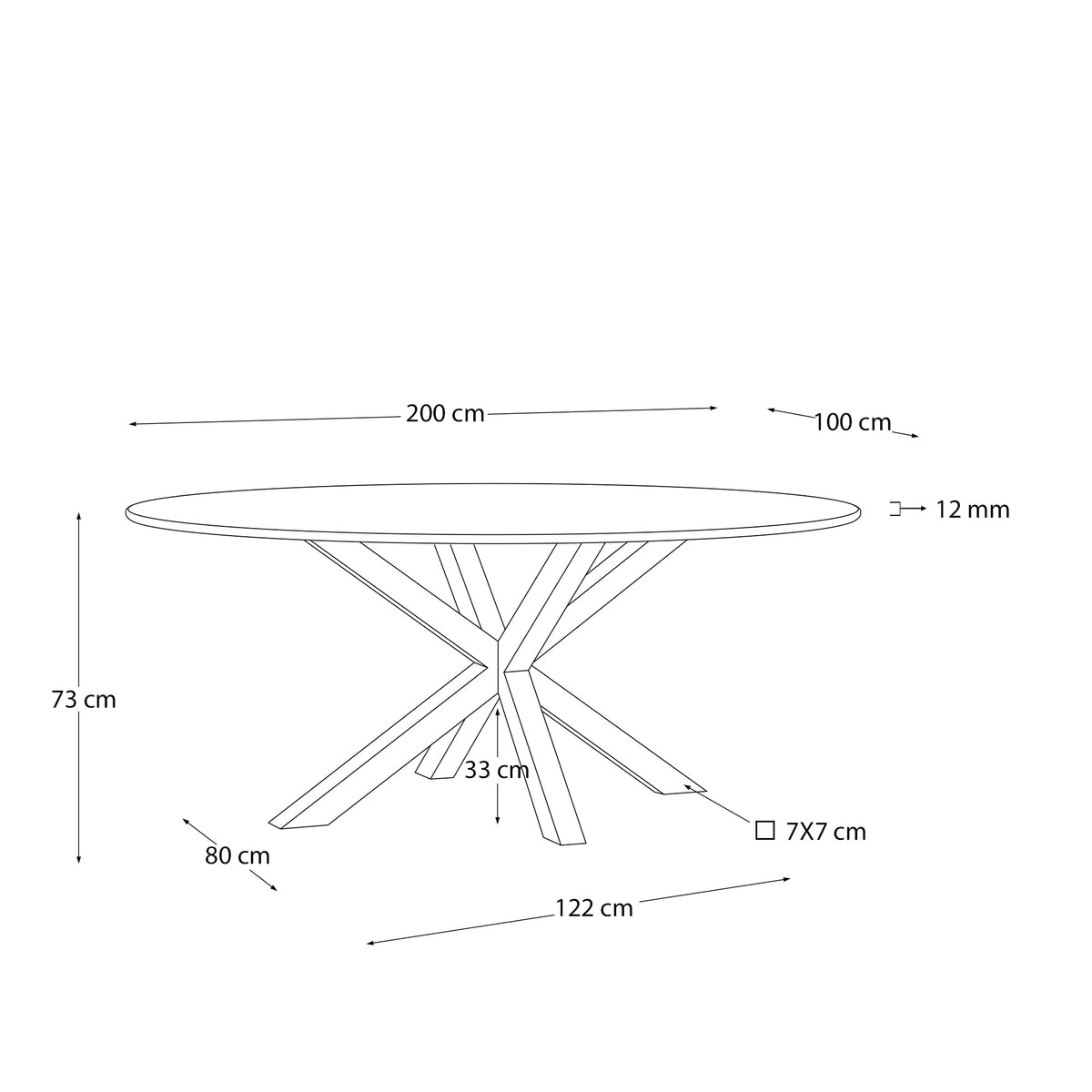 Kave Home Argo eettafel ovaal 200x100 cm Clear/Natural