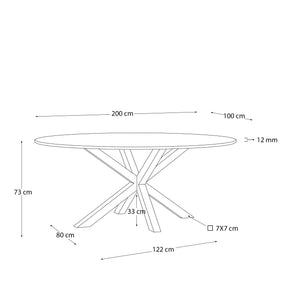 Kave Home Argo eettafel ovaal 200x100 cm Clear/Natural