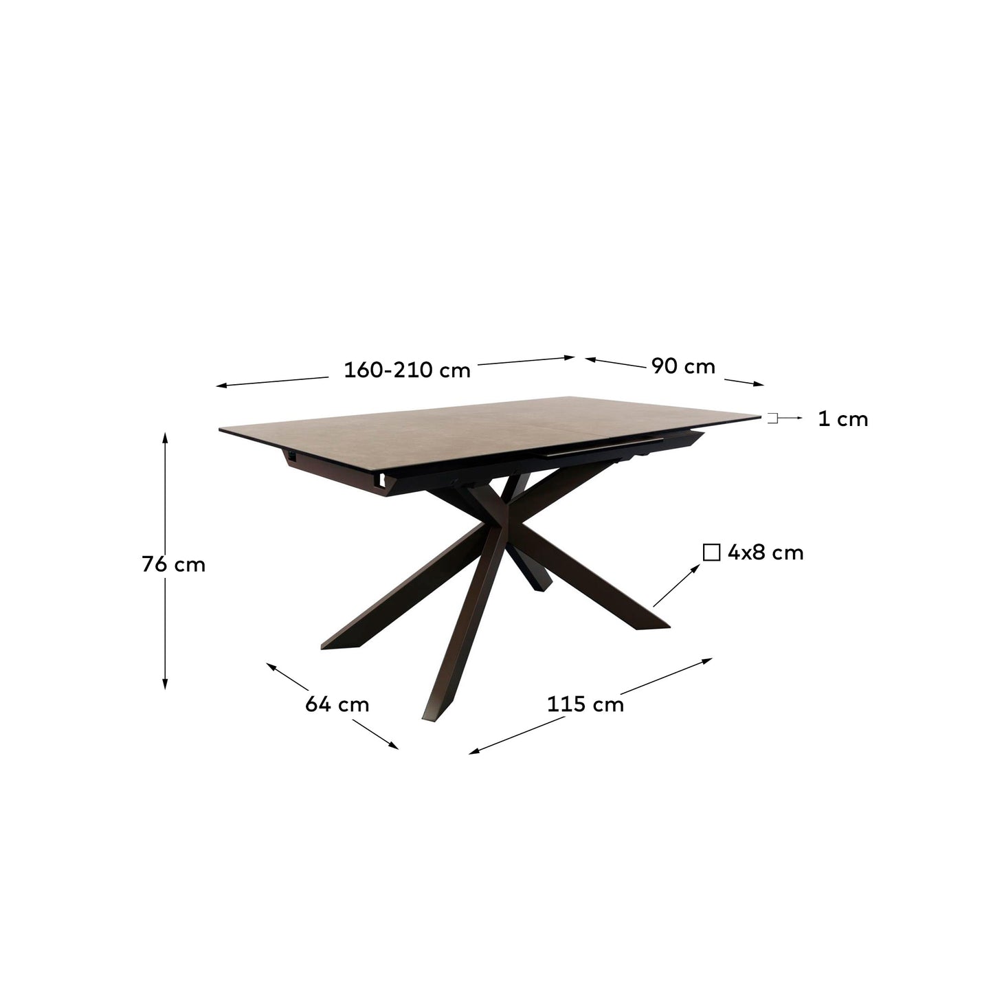 Kave Home Atminda eettafel uitschuifbaar rechthoek 160x90 cm Brown