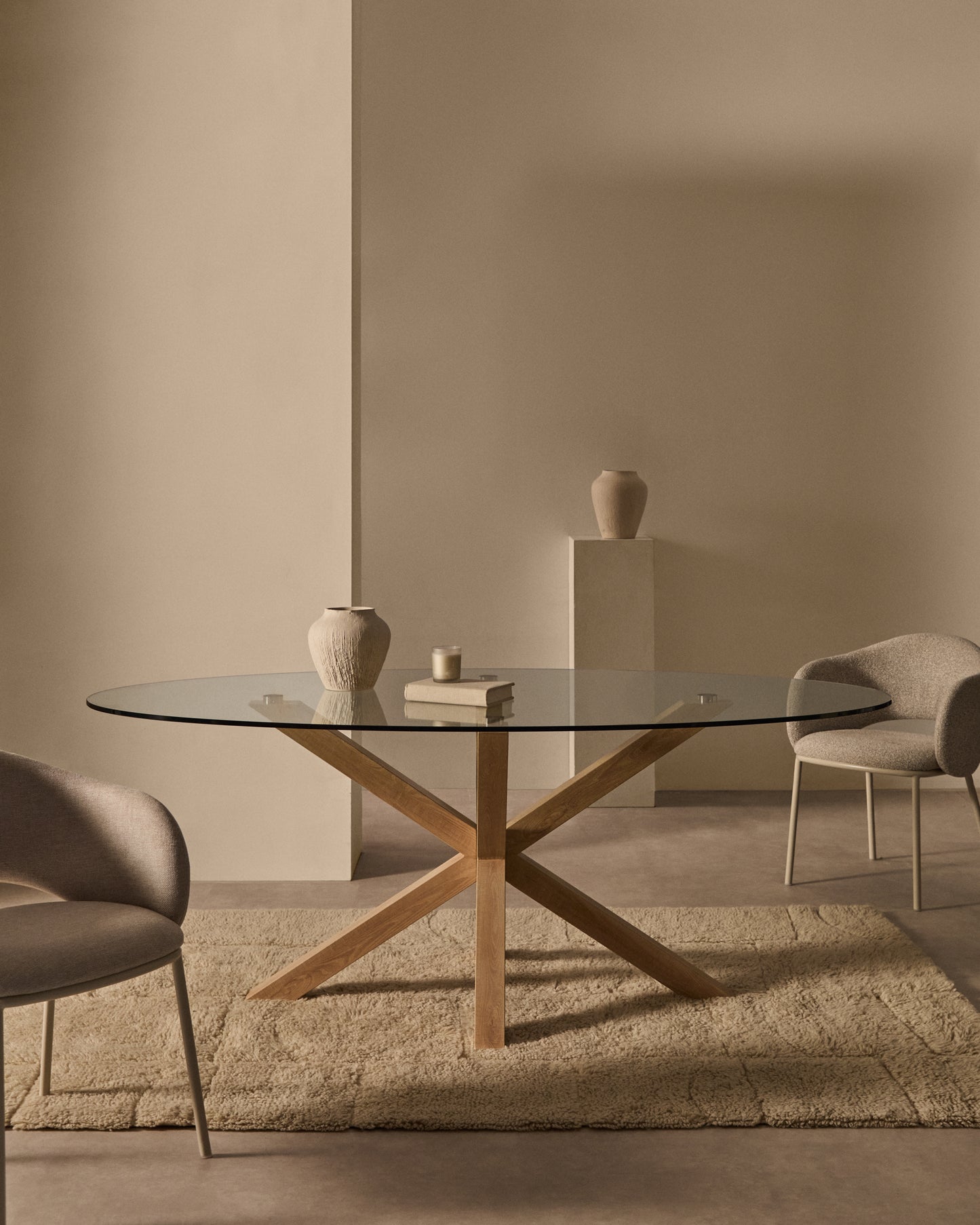 Kave Home Argo eettafel ovaal 200x100 cm Clear/Natural