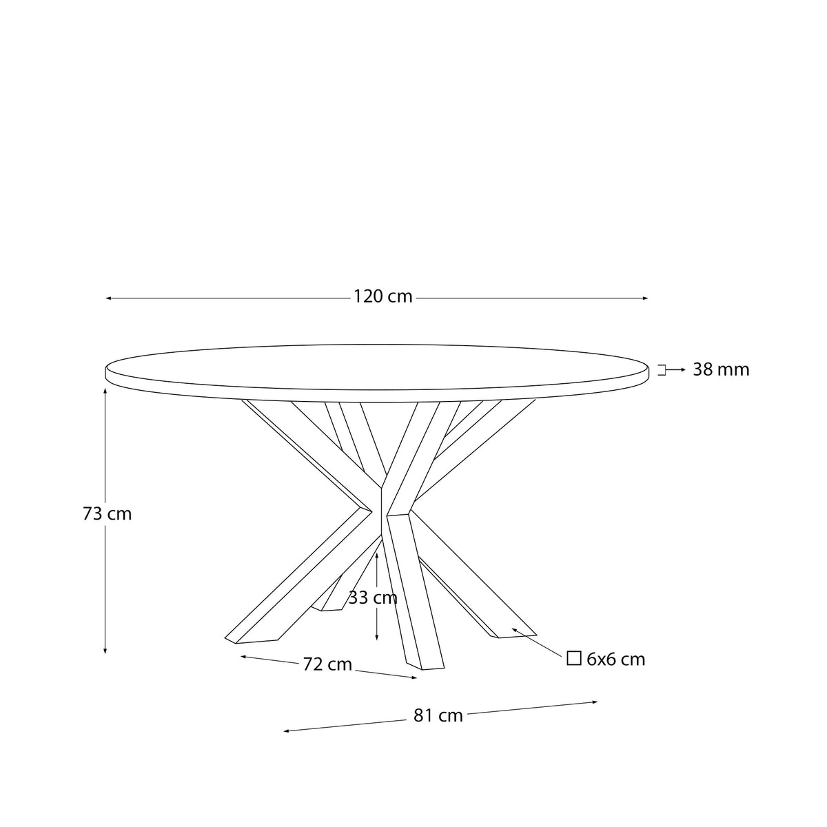 Kave Home Argo eettafel rond Ø120 cm Natural/Natural