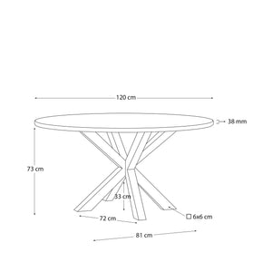Kave Home Argo eettafel rond Ø120 cm Natural/Natural