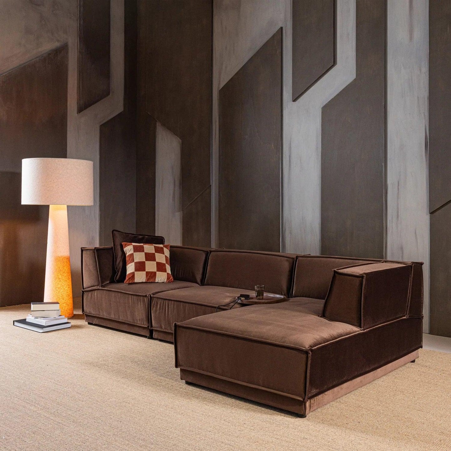 WOOOD Manu 3-zitsbank chaise longue rechts Bruin