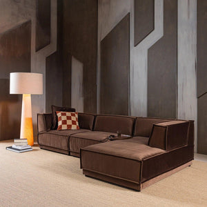 WOOOD Manu 3-zitsbank chaise longue rechts Bruin
