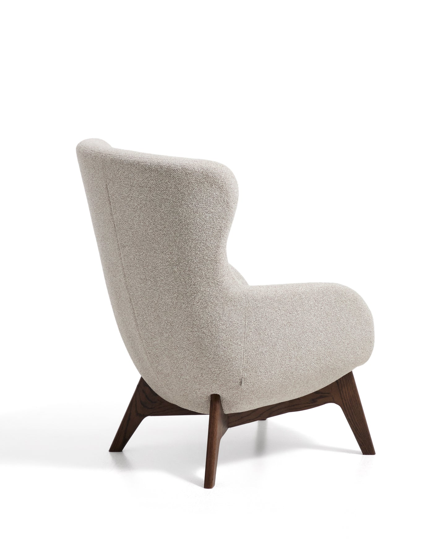 Kave Home Adiran fauteuil chenille Beige donker hout