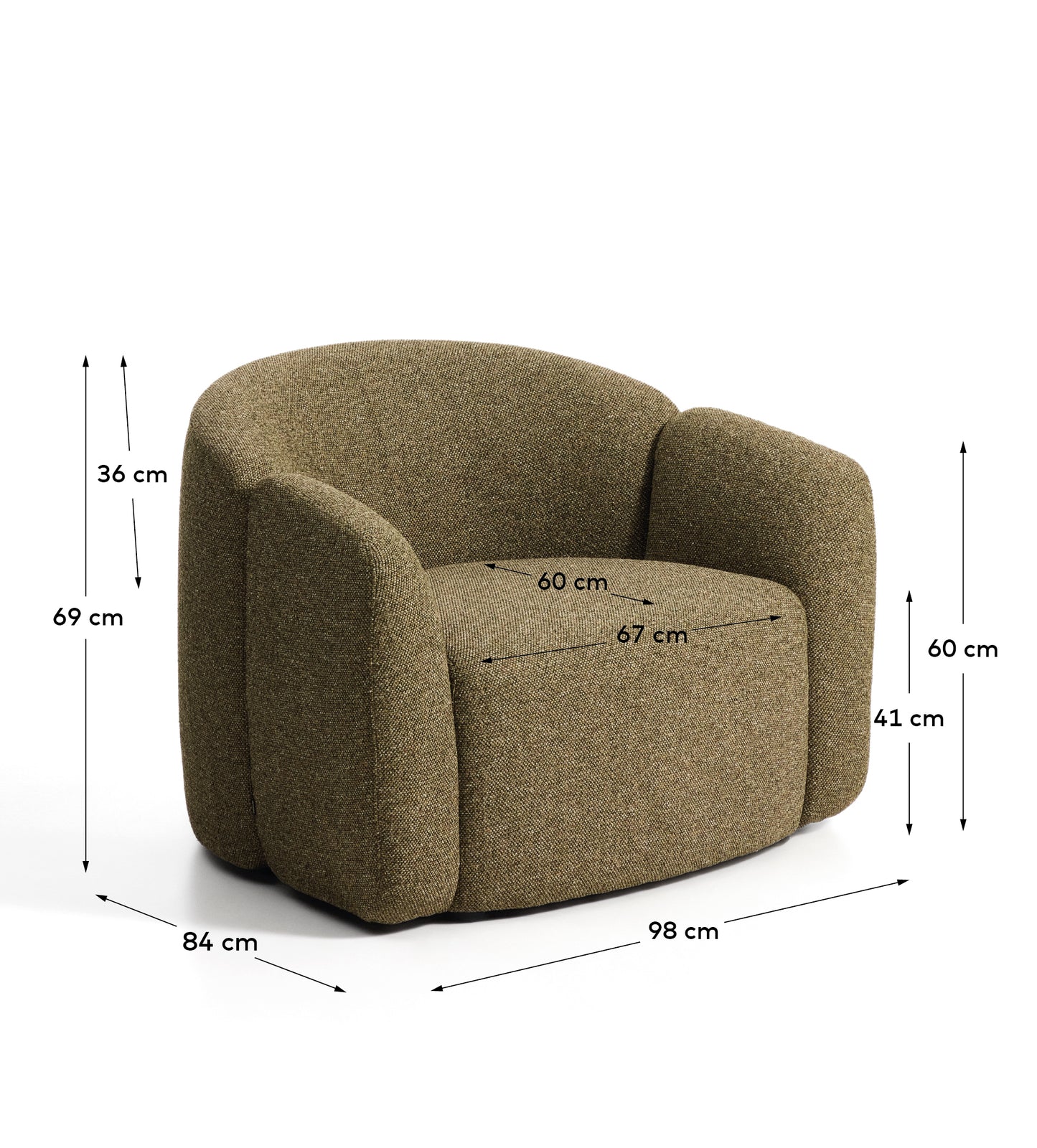 Kave Home Corvena fauteuil 98 cm chenille Green
