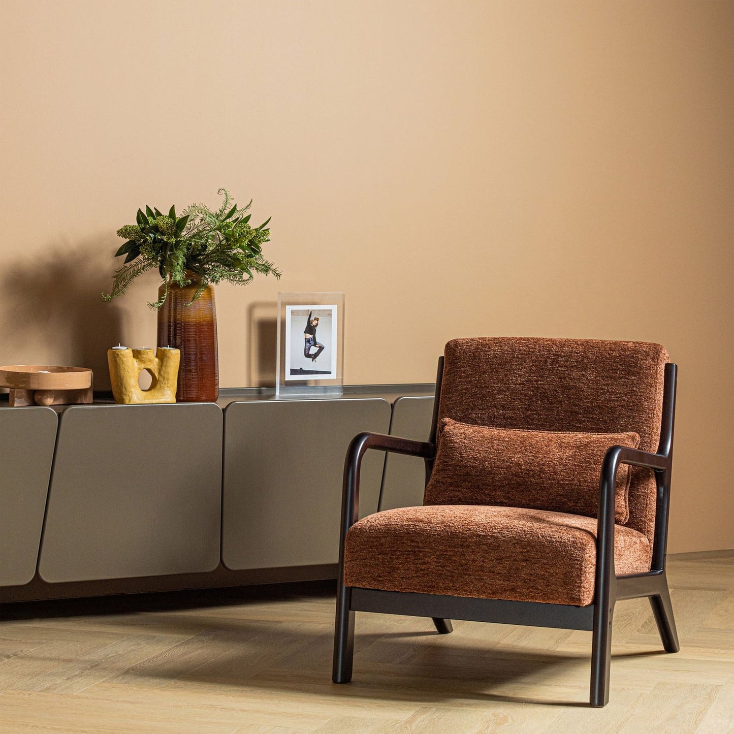 WOOOD Mark fauteuil velvet Flesgroen