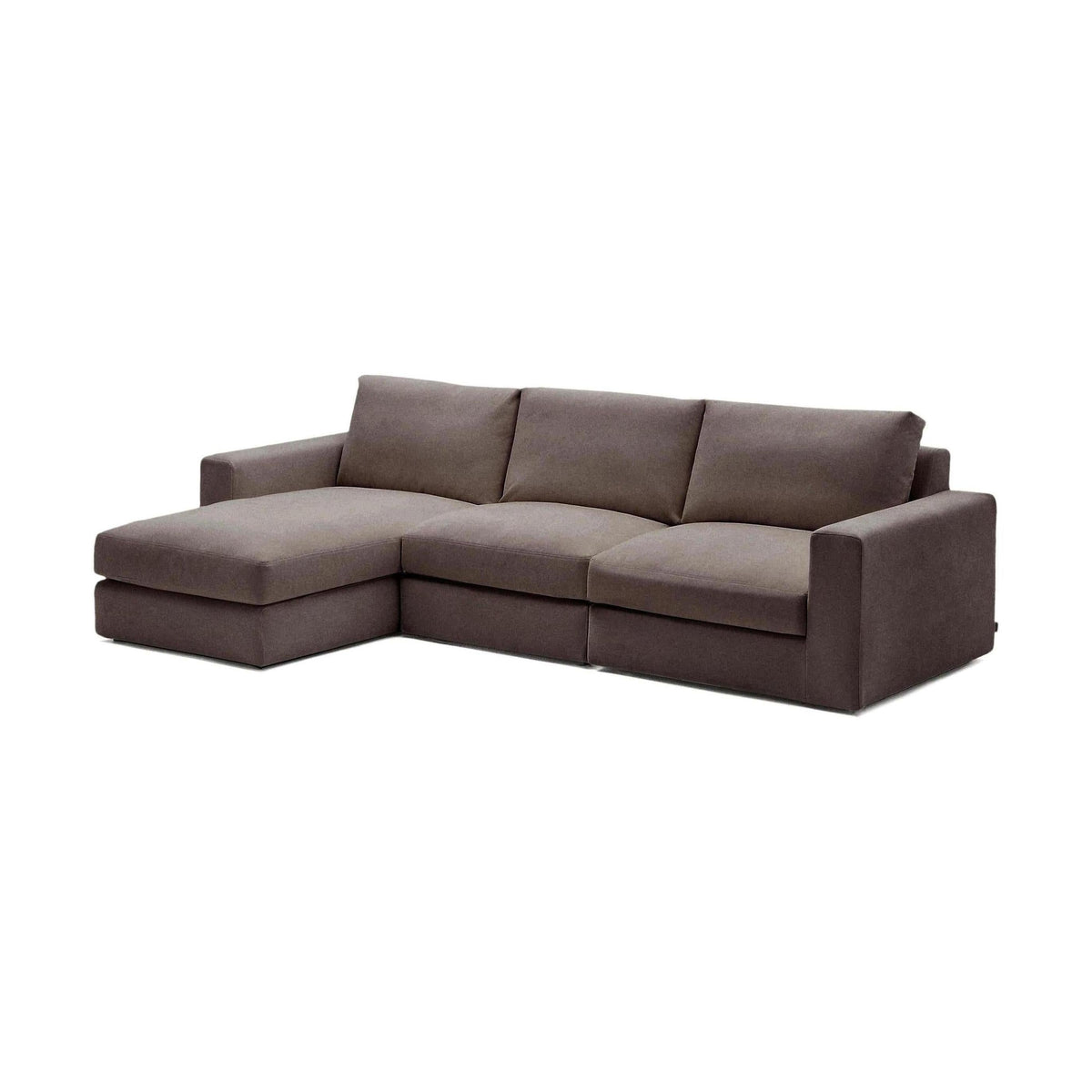 Kave Home Alea 4-zitsbank chaise longue links Donkerbruin