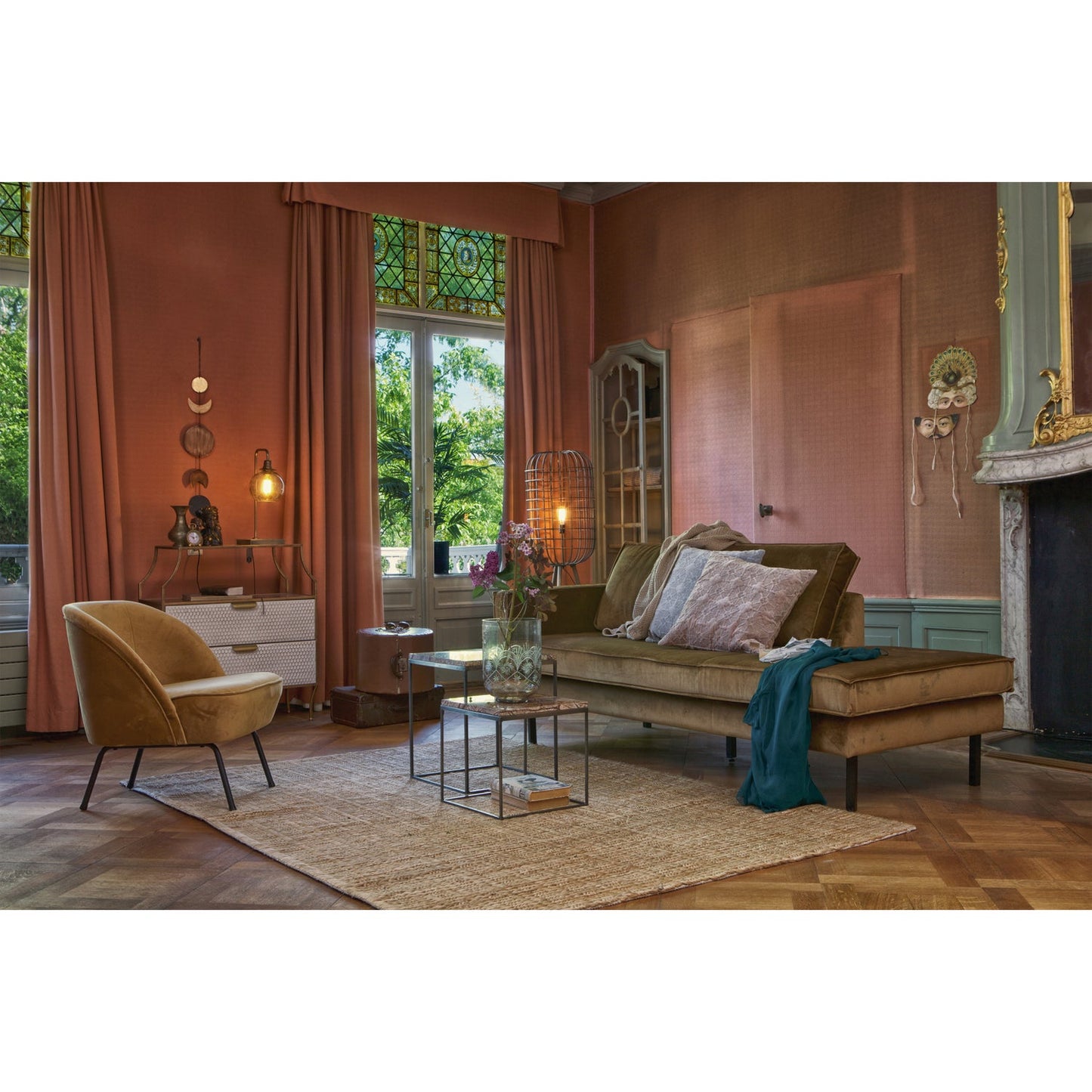 WOOOD Rodeo daybed rechts velvet Honinggeel