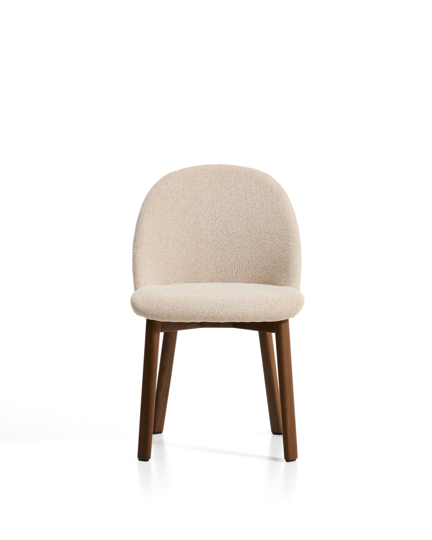 Kave Home Meila eetkamerstoel chenille Beige donker hout