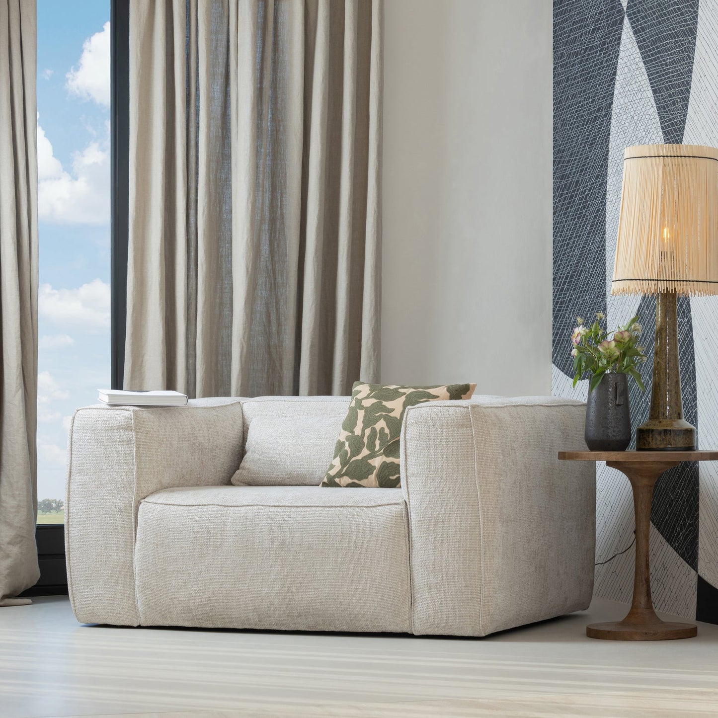 WOOOD Bean fauteuil Grove Melange Stof Naturel