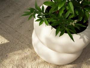 Elho Amber Roll Low bloempot Ø43 cm Linnen White