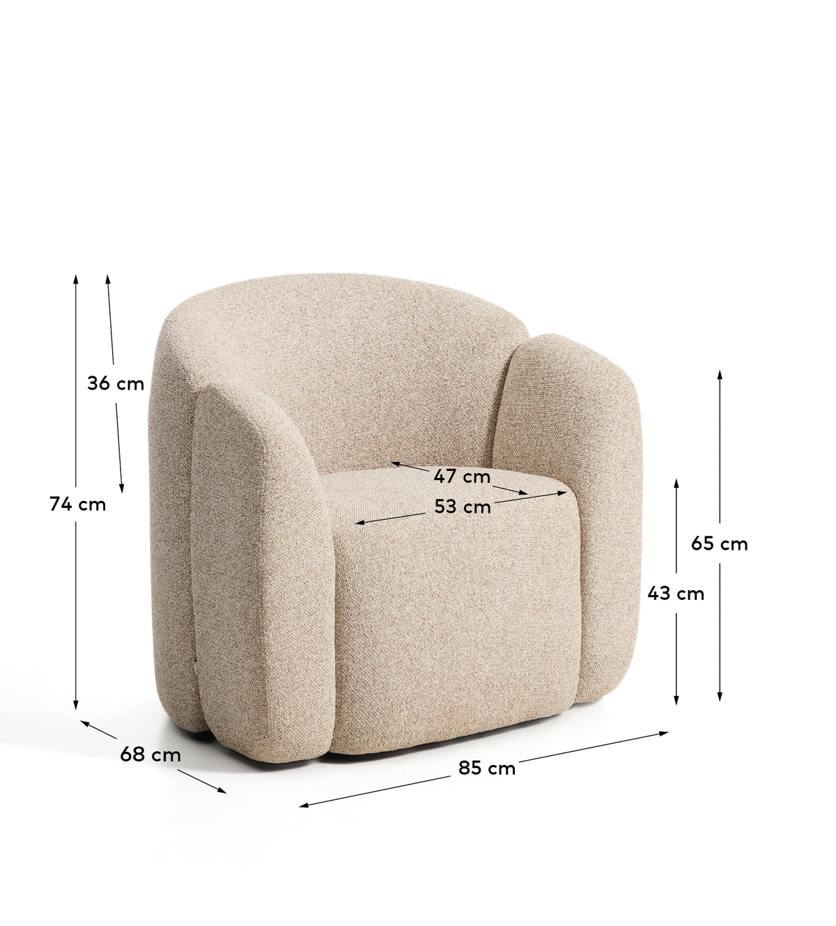 Kave Home Corvena fauteuil 85 cm Beige
