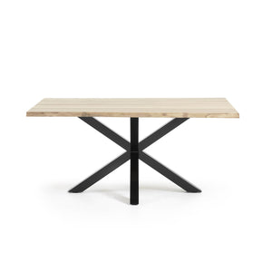Kave Home Argo eettafel rechthoek 160x90 cm Natural light/Black