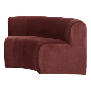 WOOOD Mojo Base eetbank halfronde hoek rugleuning velvet Kastanjebruin