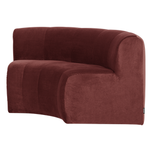 WOOOD Mojo Base eetbank halfronde hoek rugleuning velvet Kastanjebruin